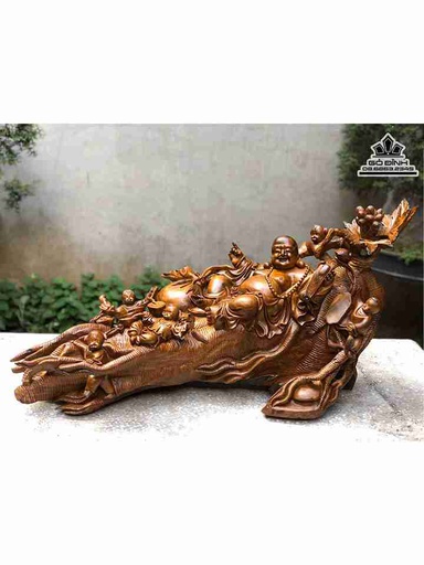 Tượng Phật Di Lặc Ngồi Nhân Sâm Gỗ Xá Xị (Gù Hương)  Cao 45 Ngang 86 Sâu 36 (cm)