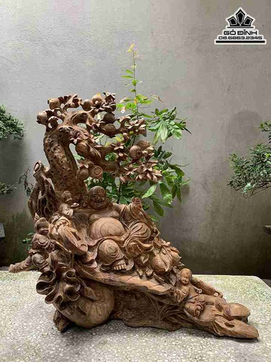 Tượng Phật Di Lặc Gỗ Ngọc Am  Cao 70 Ngang 63 Sâu 35 (cm)