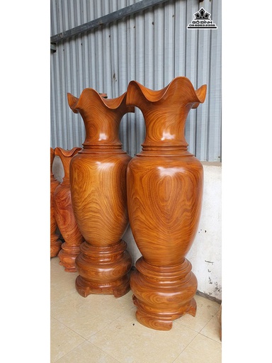 Cặp Lục Bình Gỗ Cẩm Vàng  Cao 157 Đường Kính 53,5 (cm)