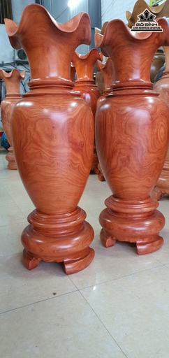 Cặp Lục Bình Gỗ Hương Đỏ Cao 127 Đường Kính 45 (cm)