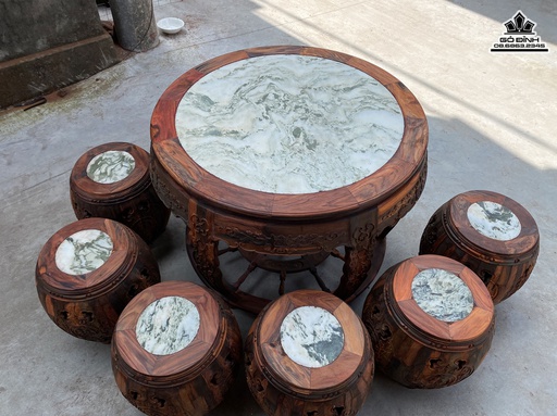 Bộ Bàn Ghế Trống Gỗ Trắc Đôn Cao 45 Mặt 29.5 Bàn Cao 73 Mặt 94.5 (cm)