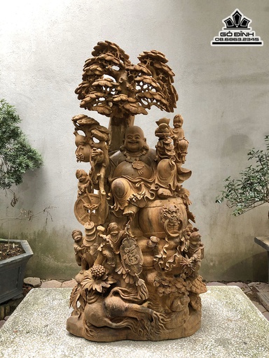 Tượng Di Lặc Gỗ Ngọc Am Cao 130 Ngang 60 Sâu 46 (cm)