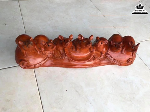 Gia Đình Chuột Gỗ Hương Việt Cao 14 Ngang 50 Sâu 14 (cm)