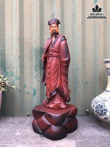 Tượng Gia Cát Lượng Gỗ Hương Cao 41 Ngang 13 Sâu 13 (cm)