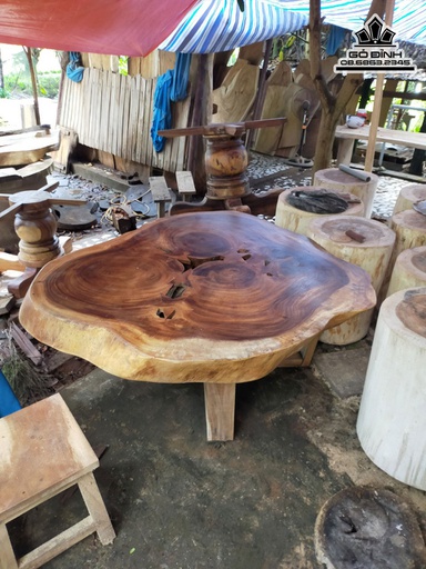 Bàn Trà Gỗ Me Tây Đường 123-125 Dày 10 (cm)