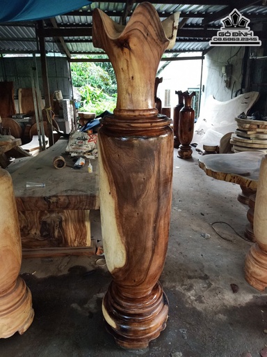 Cặp Lục Bình Gỗ Me Tây Cao 190 Đường Kính 46 (cm)