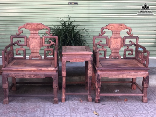 Bộ Bàn Ghế Triện Móc Gỗ Cẩm Việt Bàn Cao 97-67-52 Ghế Cao 69-38-48 (cm)