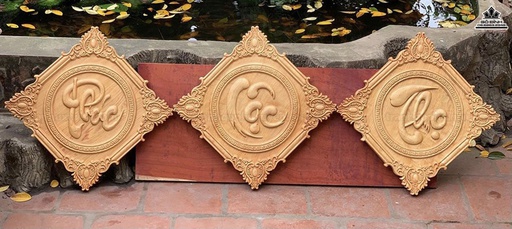 Tranh Chữ Phúc Lộc Thọ Gỗ Ngọc Am Đường Kính 40 Dày 3 (cm)