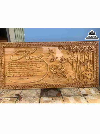 Tranh Chữ Sống Nguyên Tấm Gỗ Pơ Mu  Cao 70 Dài 150 Dày 5 (cm)