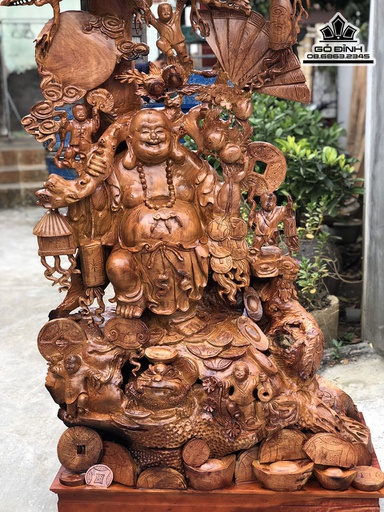 Tượng Phật Di Lặc Gỗ Hương Cao Cả Kỷ 208 Ngang 108 Sâu 55 (cm)