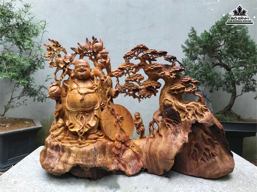 Tượng Phật Di Lặc Gỗ Hương  Cao 64 Ngang 84 Sâu 40 (cm)