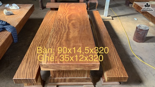 Bộ Bàn Ghế K3 Gỗ Cẩm Hồng Bàn Dài 320 Rộng 90 Dày 14.5 (cm)