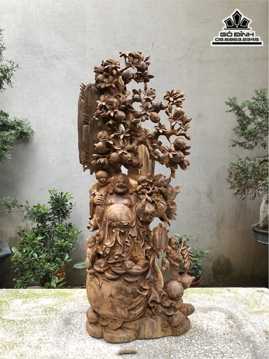 Tượng Phật Di Lặc Gỗ Ngọc Am Cao 93 Ngang 40 Sâu 23 (cm)