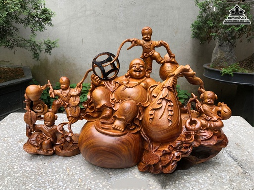 Tượng Phật Di Lặc Gỗ Xá Xị (Gù Hương) Cao 46 Ngang 75 Sâu 33 (cm)