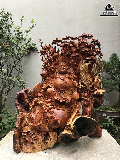 Tượng Phật Di Lặc Gỗ Sụn Hương Cao 110 Ngang 85 Sâu 52 (cm)