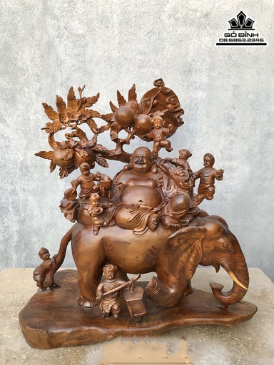 Tượng Phật Di Lặc Gỗ Xá  Xị (Gù Hương) Cao 83 Ngang 78 Sâu 35 (cm)