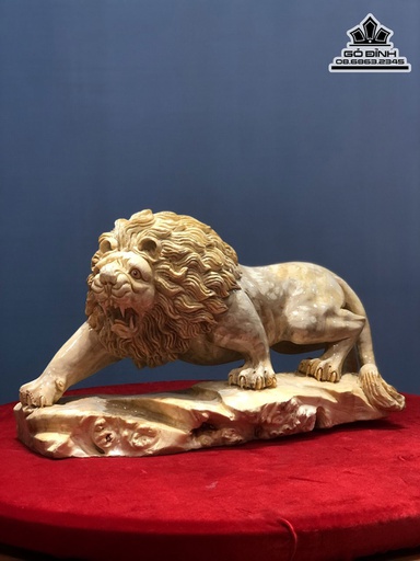 Tượng Sư Tử Gỗ Nu Nghiến Cao 30 Ngang 47 Sâu 24 (cm)