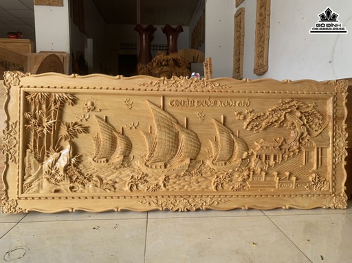 Tranh Gỗ Tranh Thuận Buồm Gỗ Pơ Mu Cao 60 Ngang 150 Dày 5 (cm)