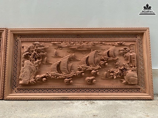 Tranh Thuận Buồm Xuôi Gió Gỗ Hương Đá Dài 218 Rộng 107 Dày 8 (cm)
