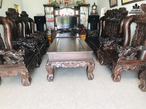 Bộ Bàn Ghế Nghê Gỗ Chiu Liu Cột 20