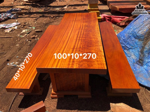 Bộ Bàn Ghế K3 Gỗ Gõ Bàn Dài 270 Rộng 100 Dày 10 Ghế Dàu 270 Rộng 40 Dày 10 (cm)