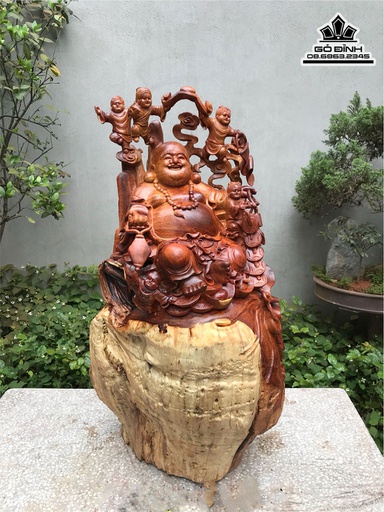 Tượng Phật Di Lặc Tổ Gỗ Hương Cao 100 Ngang 50 Sâu 38 (cm)