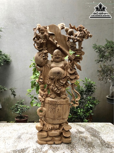 Tượng Phật Di Lặc Gỗ Ngọc Am Cao 90 Ngang 45 Sâu 27 (cm)