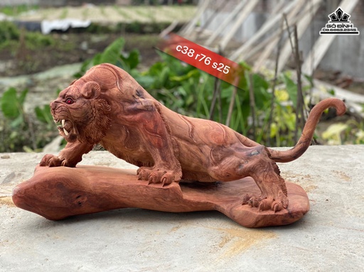 Tượng Hổ Gỗ Hương Cao 38 Ngang 76 Sâu 25 (cm)