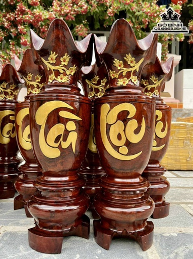 Cặp Lục Bình Gỗ Lim Đá Cao 58 Đường Kính 18 (cm)