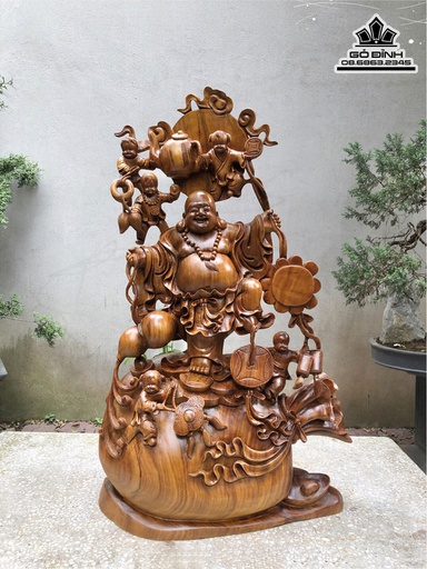 Tượng Phật Di Lặc Gỗ Xá Xị Cao 93 Ngang 35 Sâu 25 (cm)