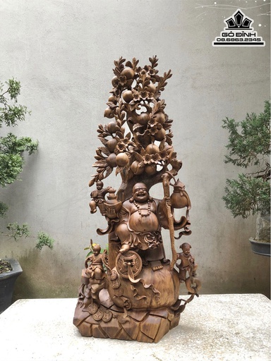 Tượng Phật Di Lặc Gỗ Xá Xị Cao 108 Ngang 50 Sâu 22 (cm)