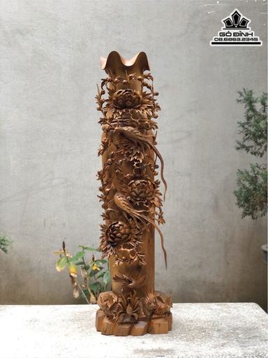 Lục Bình Hoa  Điểu Gỗ Bách Xanh Cao 108 Ngang 30 Sâu 28 (cm)