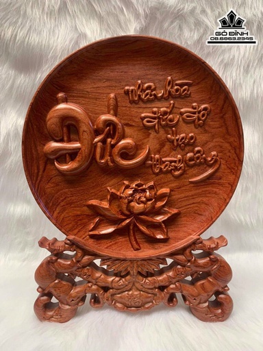 Tranh Đĩa Gỗ Hương Cao 37 Đường Kính 30 Dày 3 (cm)