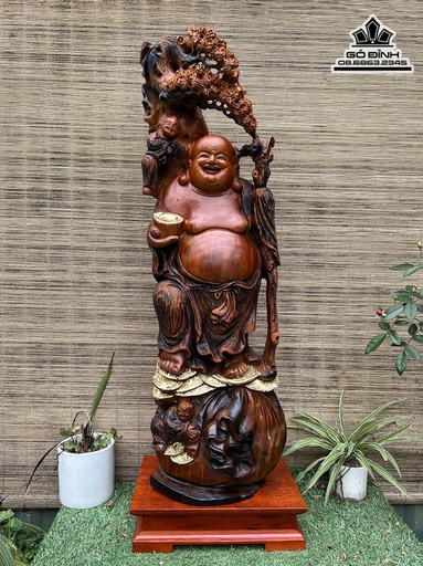 Tượng Phật Di Lặc Gỗ Xá Xị Cao 82 Ngang 24 Sâu 18 (cm)