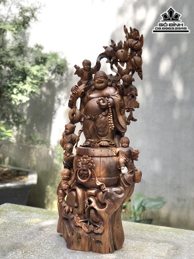 Tượng Phật Di Lặc Gỗ Bách Xanh Cao 82 Ngang 38 Sâu 23 (cm)