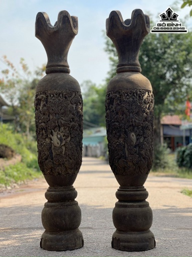 Lục Bình Gỗ Trầm Hương Cao 135 Đường Kính 35 (cm)