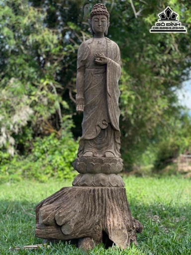 Tượng Phật A  Di Đà Gỗ Trầm Hương Cao 152 Ngang 72 (cm)