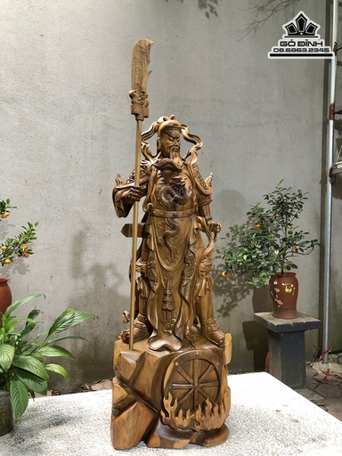 Tượng Quan Công Gỗ Bách Xanh Cao 102 Ngang 40 Sâu 30 (cm)