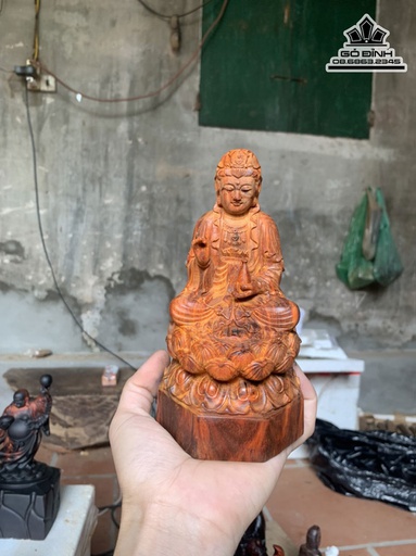 Tượng Phật Quan Âm Gỗ Trắc Cao 15.5 Đường Kính 8 (cm)