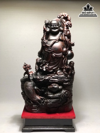 Tượng Phật Di Lặc Tam Phúc Gỗ Trắc Cao 67 Ngang 36 Sâu 24 (cm)