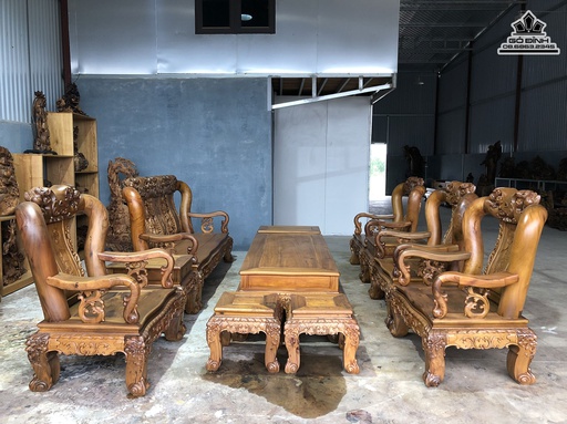 Bộ Bàn Ghế Trường Kỷ Minh Đào Gỗ Bách Xanh Tay 14 11 Món