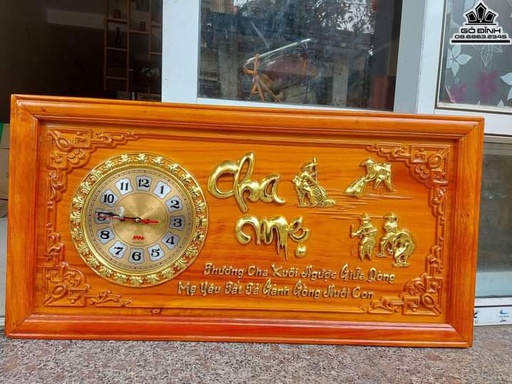 Tranh Gỗ  Đồng Hồ Cha Mẹ Gỗ Hương Cao 41 Ngang 81 Dày 3 (cm)