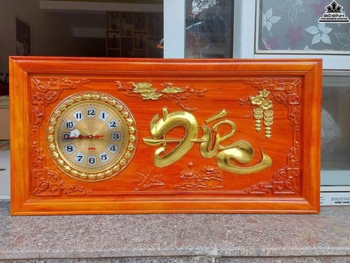 Tranh Gỗ  Đồng Hồ Chữ Đức Gỗ Hương Cao 41 Ngang 81 Dày 3 (cm)