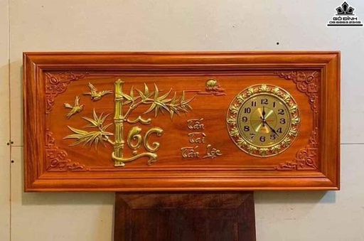 Tranh Gỗ  Đồng Hồ Chữ Lộc Gỗ Hương Cao 48 Ngang 108 Dày 3 (cm)