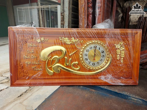 Tranh Gỗ  Đồng Hồ Chữ Phúc Gỗ Hương Cao 41 Ngang 81 Dày 3 (cm)