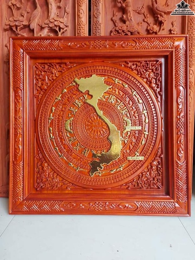 Tranh Gỗ Trống Rồng Gỗ Hương Cao 67 Ngang 67 Dày 4 (cm)