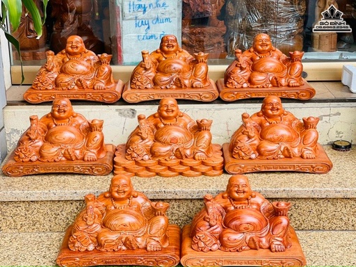 Tượng Phật Di Lặc Gỗ Hương  Cao 18 Ngang 30 Sâu 18 (cm)