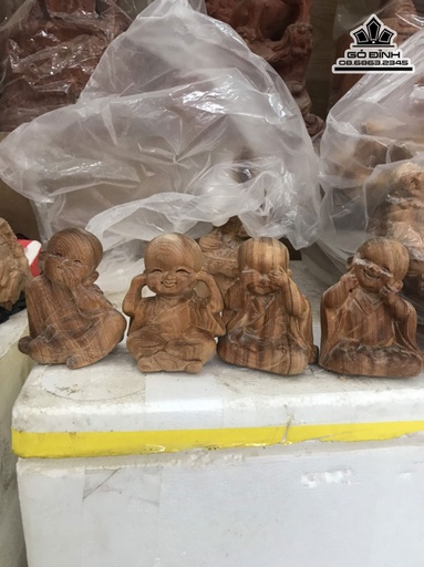 Bộ Tượng Chú Tiểu Tứ Không Gỗ Ngọc Am
