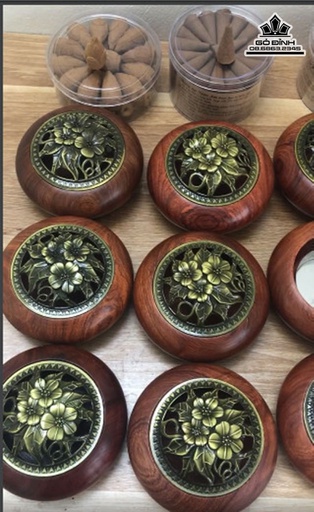 Lư Xông trầm Gỗ Hương và Kim Loại Cao 4.5 Đường Kính 12 (cm)