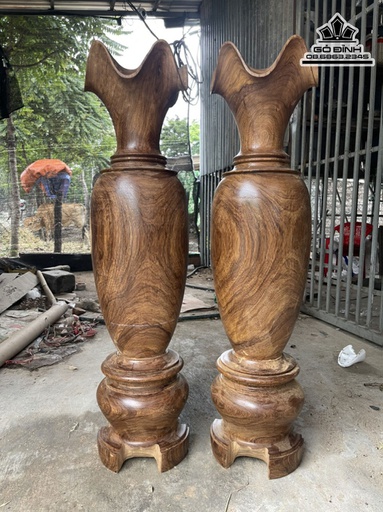 Cặp Lục Bình Gỗ Ké Đá cao 109 Đường Kính  27 (cm)